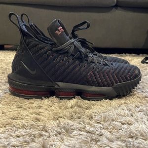 Nike Lebron 16 Black Black-University Red size 10 1/2
